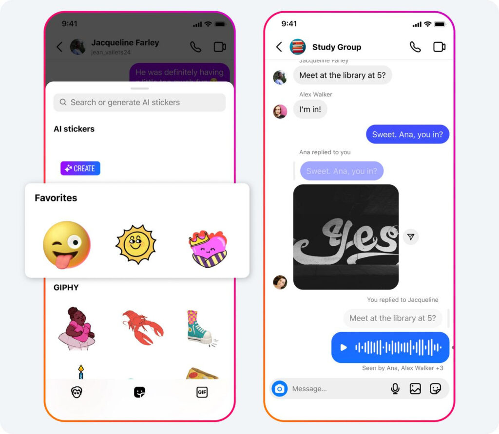 A phone shows how to save Instagram message stickers.