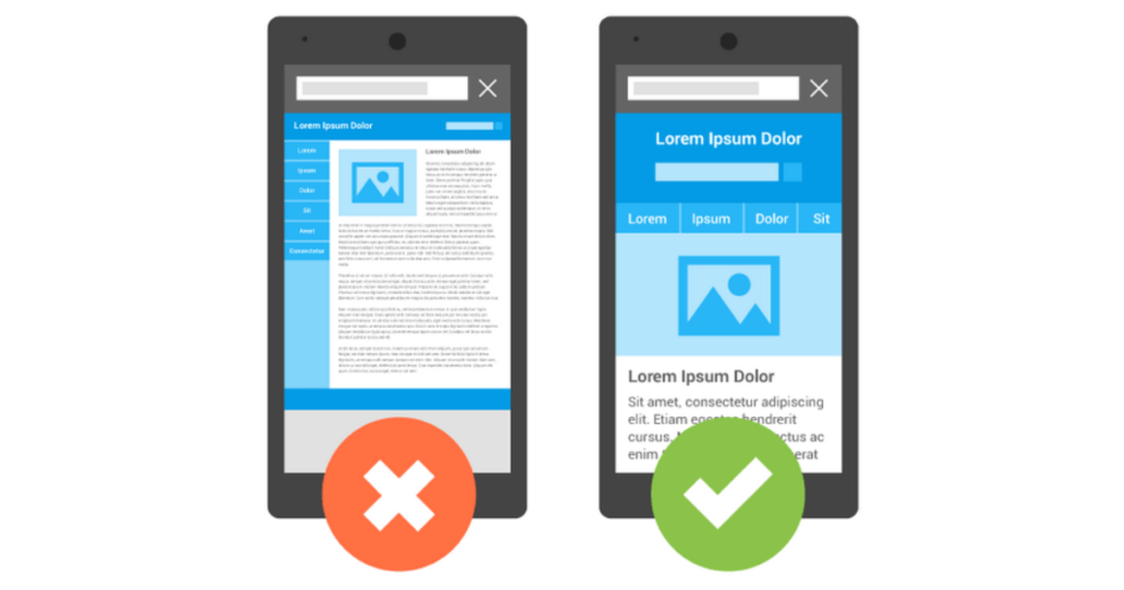 Here are two cell phones with an example of what is good mobile optimization vs. what is not optimized for mobile.