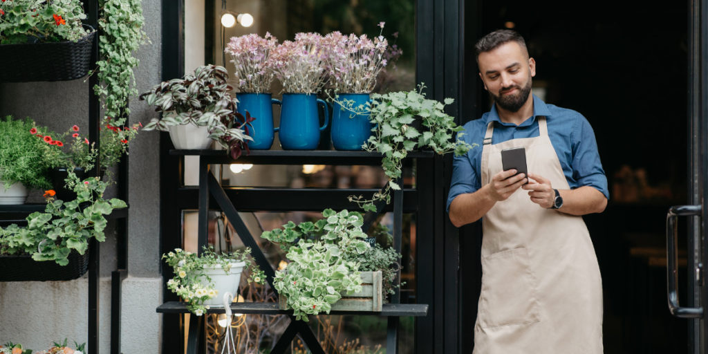 A Business owner takes a break out of his busy day to respond to comments and messages on social media.